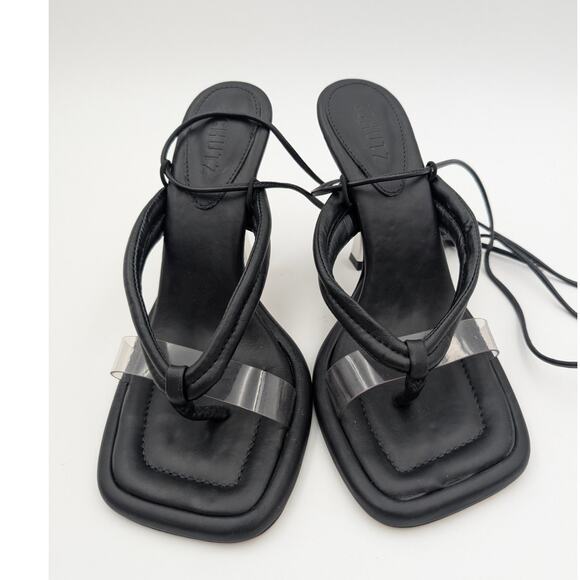 Schutz Meghan Stiletto High Heel Sandals Open Toe Women's Black Size US7B EU38 - Picture 2 of 12